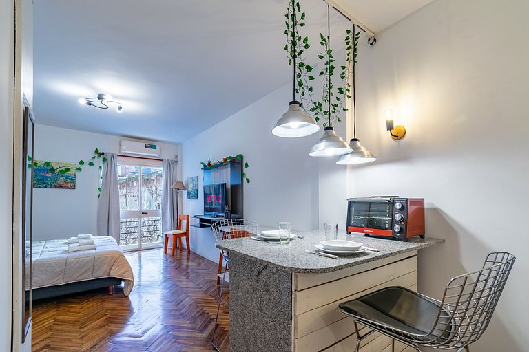 Estudio con dos camas individuales en Recoleta